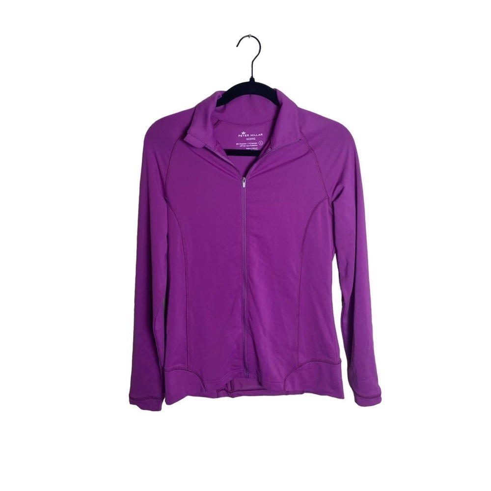 Peter Millar Top Size S Full Zip Long Sleeve Pockets Athletic SPF Purple